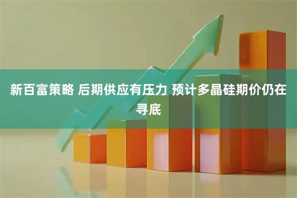 新百富策略 后期供应有压力 预计多晶硅期价仍在寻底
